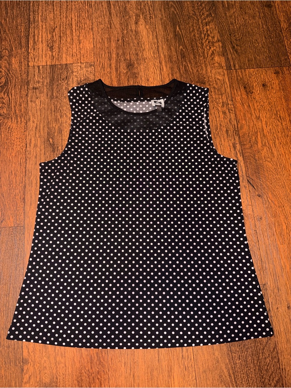 Anne Klein Black Tank Top with White Polka Dots